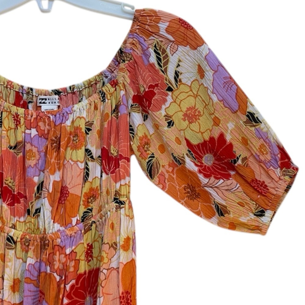 Billabong Girls' Bright Floral Love Sugar Coral Mini Boho Dress Size Medium NWT - Picture 6 of 13